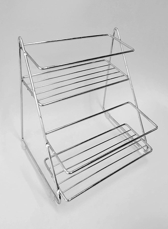 12FOR COLLECTION Stainless Steel Spice 2 Step Trolley Container Organizer Organiser/Basket for Boxes Utensils Dishes Plates for Home (Multipurpose Kitchen Storage Shelf Shelves Holder Stand Rack)